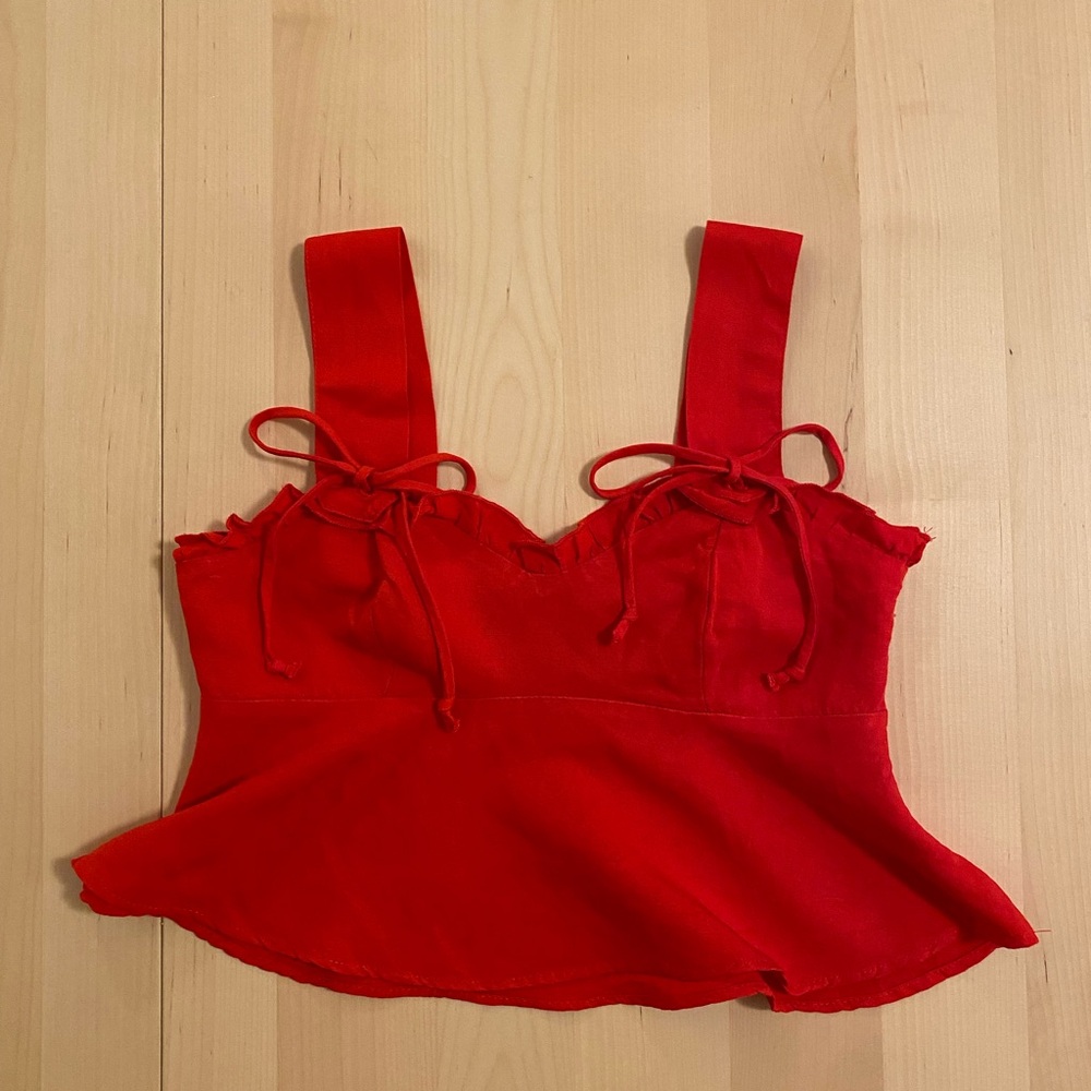 Red Bow Tie Crop Tank Top